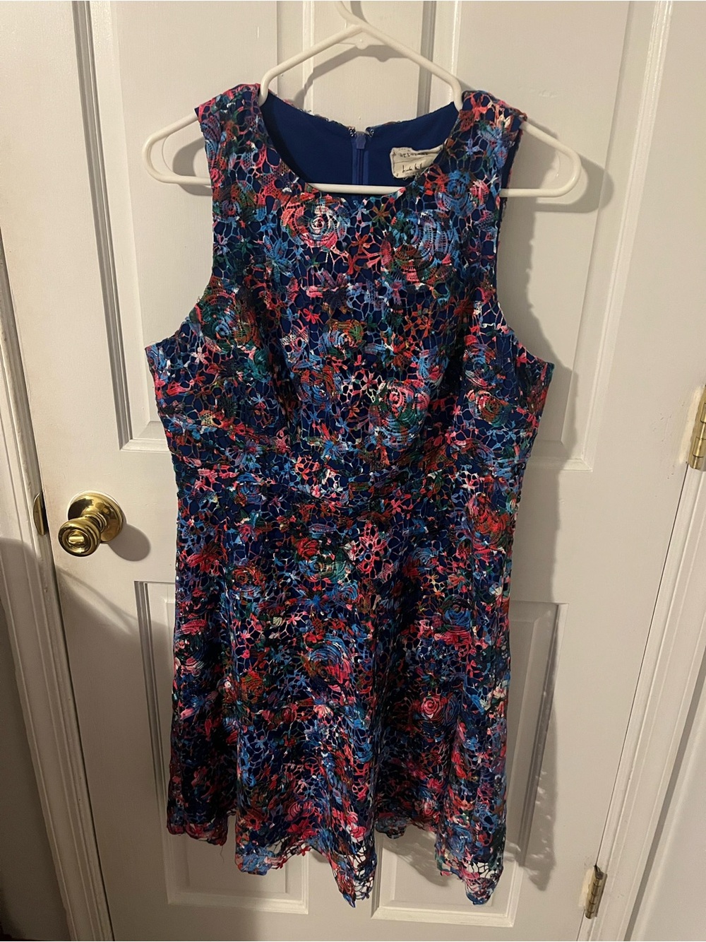 Artelier Nicole Miller Floral Fit & Flare Dress - Blue Multi